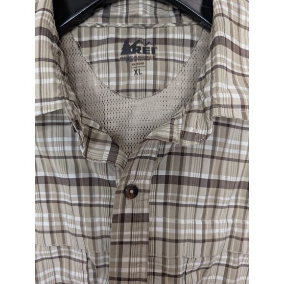REI Co op Vented Brown Plaid Shirt Mens XL Performance Outdoor LS EUC - Picture 6 of 6